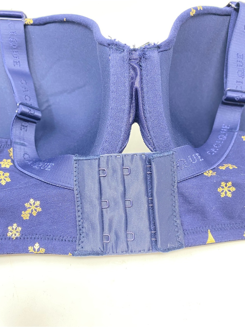 Cacique Lightly Lined T Shirt Bra 38DDD Navy Gold Maritime Snowflakes Stars - Picture 5 of 9